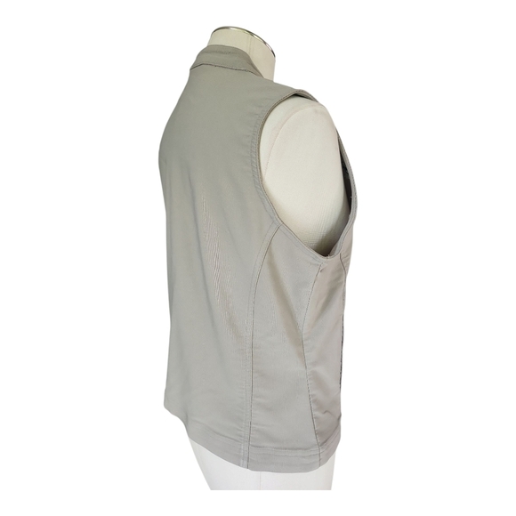 Line Up Light Gray Golf Embroidered Moto Vest | Zip Front Sleeveless | Size S - Picture 6 of 13